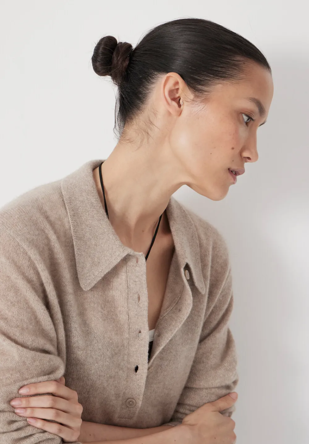 hush Jumpers & Cardigans|Cashmere Long Sleeve Polo Jumper OATMEAL MARL