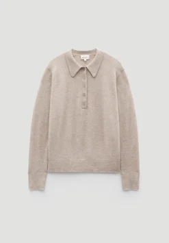 hush Jumpers & Cardigans|Cashmere Long Sleeve Polo Jumper OATMEAL MARL
