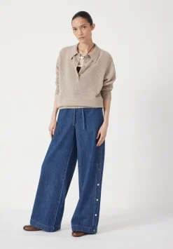hush Jumpers & Cardigans|Cashmere Long Sleeve Polo Jumper OATMEAL MARL