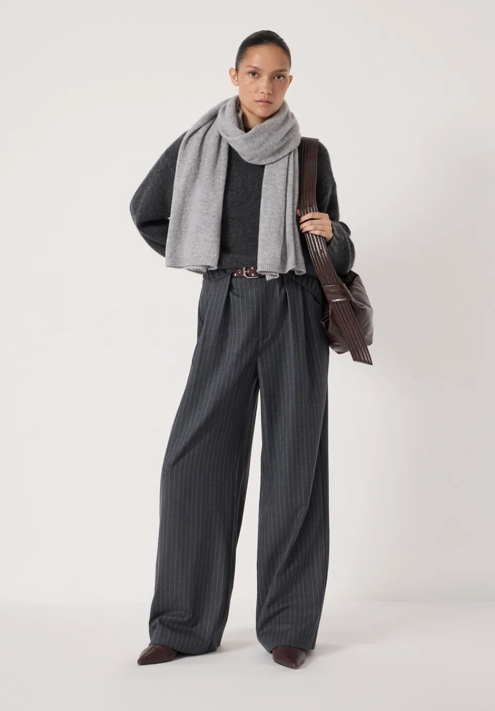 hush Scarves|Cashmere Scarf Mid Grey Marl