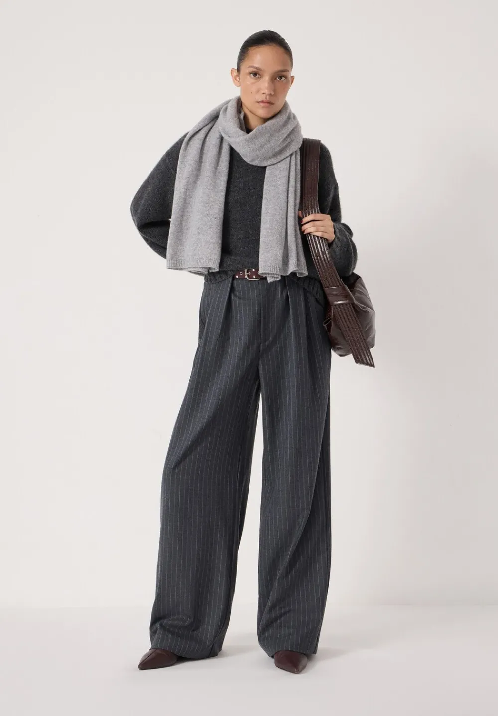 hush Scarves|Cashmere Scarf Mid Grey Marl