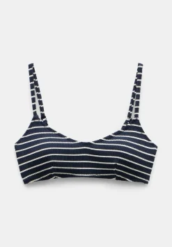 hush Swimwear & Beachwear|Cassidy Stripe Rib Bikini Top Navy/White Stripe