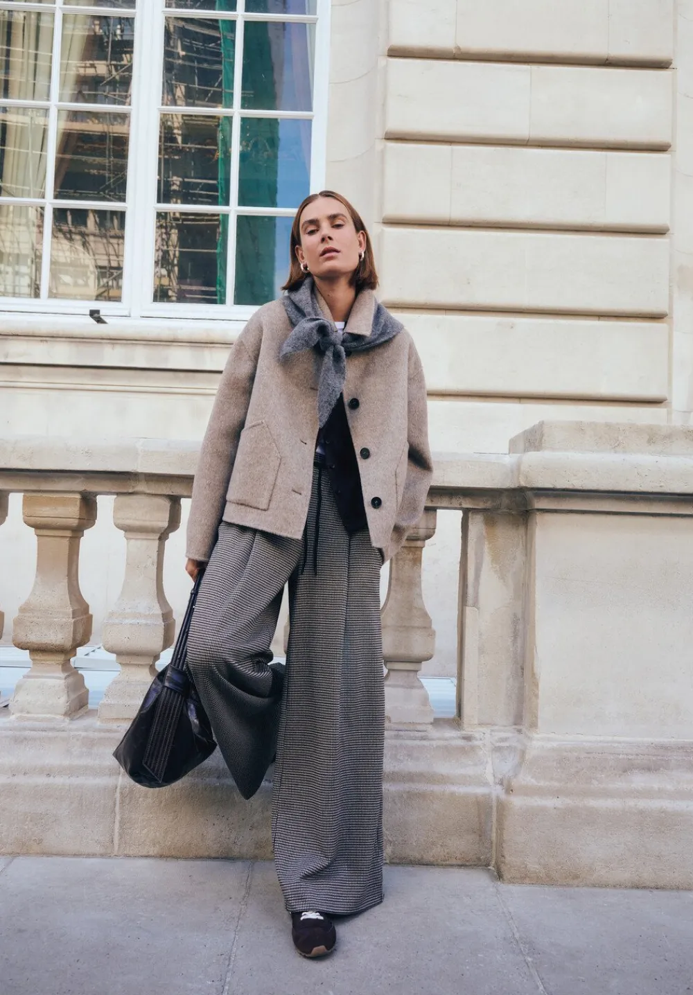 hush Joggers & Leggings|Trousers|Check Wide Leg Jersey Trousers Brown Check