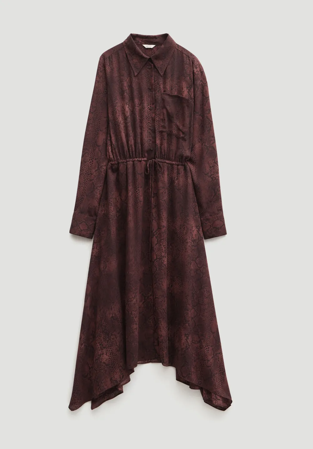 hush Dresses|Chiffon Hanky Hem Maxi Dress Snake Print Brown