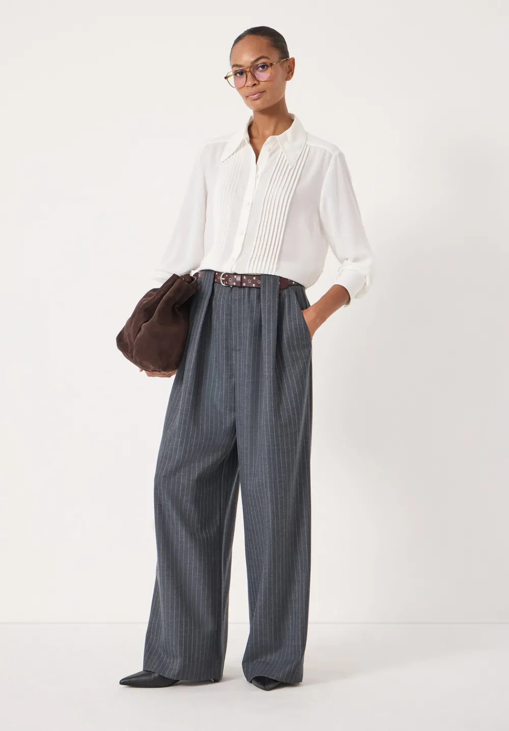 hush Shirts & Blouses|Chiffon Pintuck Blouse Ecru White