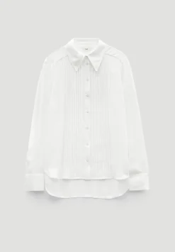 hush Shirts & Blouses|Chiffon Pintuck Blouse Ecru White