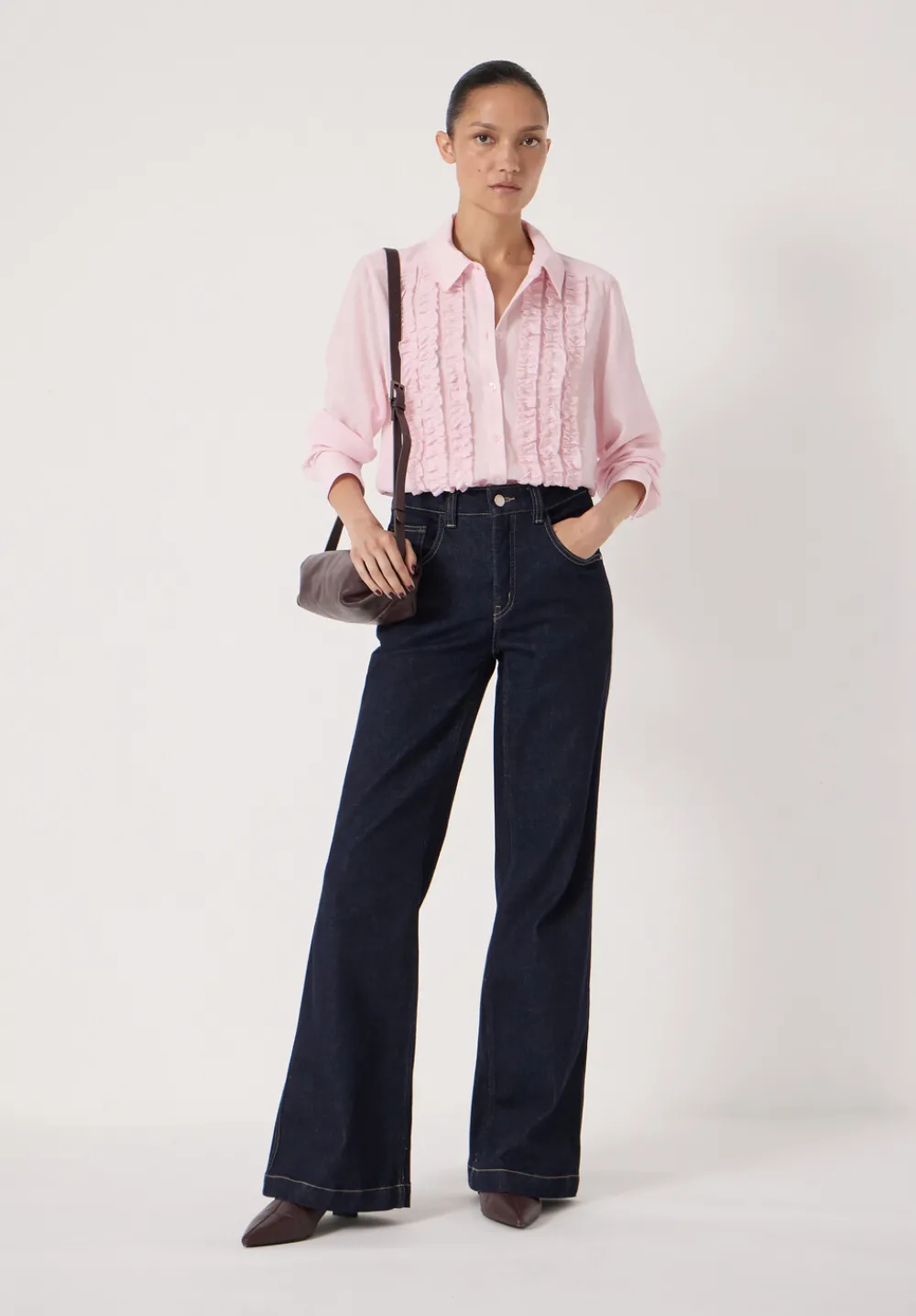 hush Shirts & Blouses|Chiffon Ruffle Blouse Soft Pink