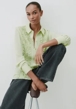 hush Shirts & Blouses|Chiffon Ruffle Blouse Pale Green
