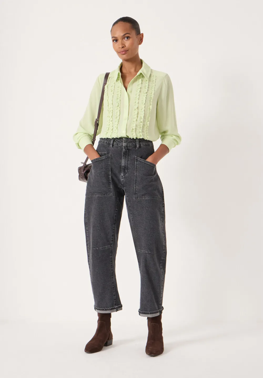 hush Shirts & Blouses|Chiffon Ruffle Blouse Pale Green