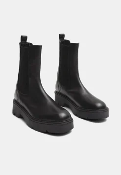 hush Boots|Chunky Leather Chelsea Boots Black
