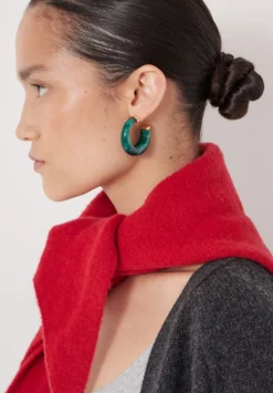 hush Jewellery|Chunky Resin Hoops Teal Green