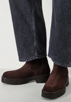 hush Boots|Chunky Suede Chelsea Boots Chocolate brown