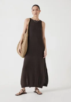 hush Dresses|Clara Knitted Dress Chocolate brown