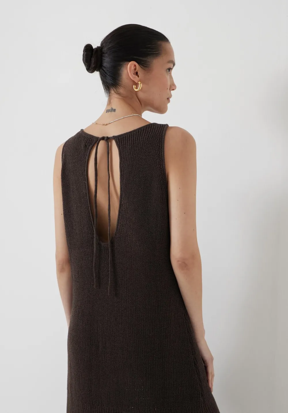 hush Dresses|Clara Knitted Dress Chocolate brown