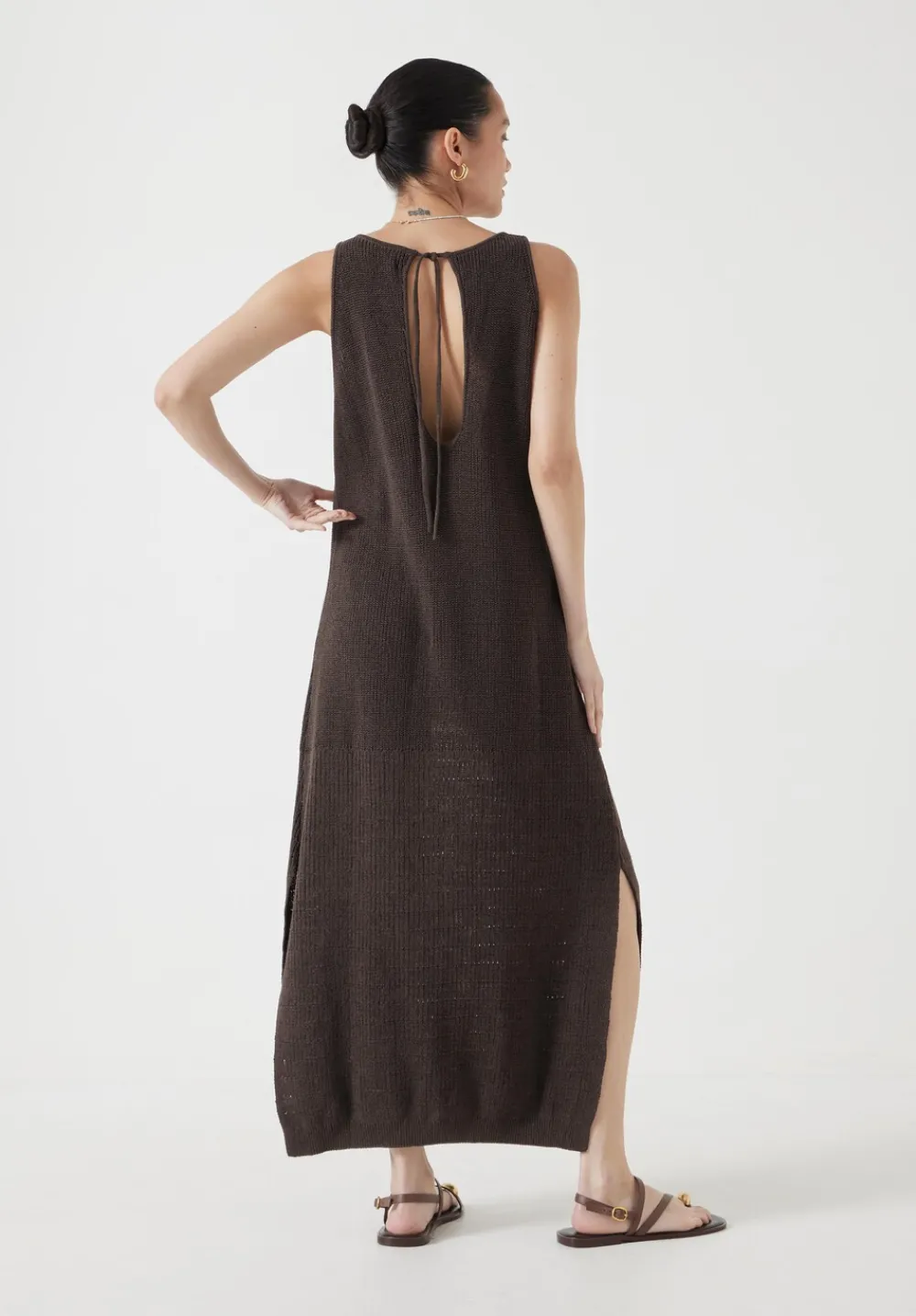 hush Dresses|Clara Knitted Dress Chocolate brown