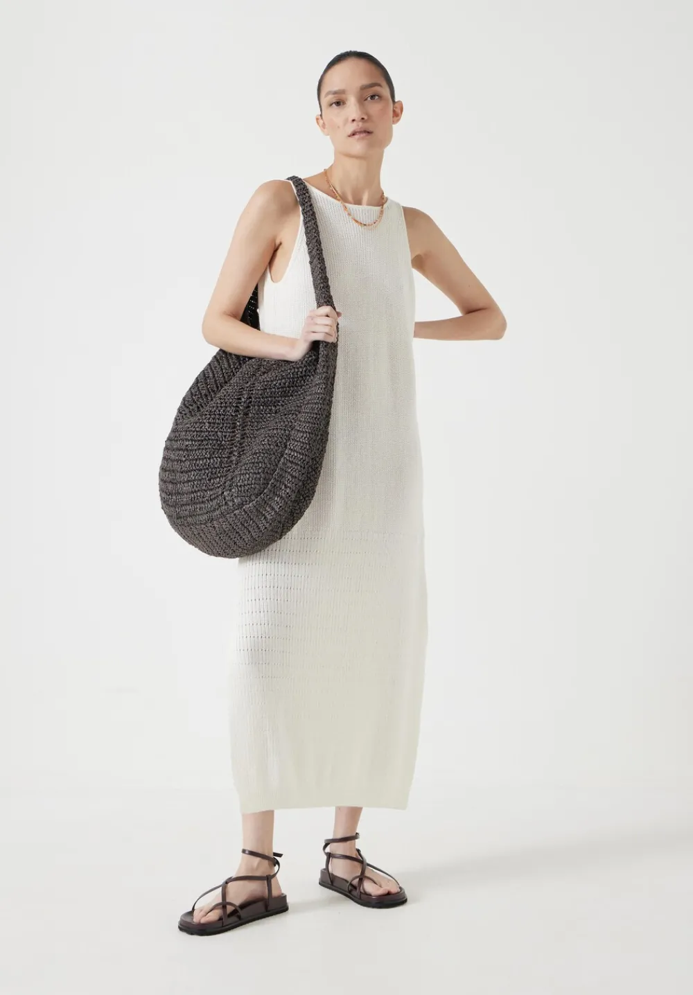 hush Dresses|Clara Knitted Dress Soft White