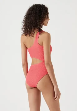 hush Swimwear & Beachwear|Clare Cut-Out Crinkle swimsuit Coral Pink