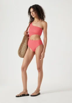 hush Swimwear & Beachwear|Clare Cut-Out Crinkle swimsuit Coral Pink