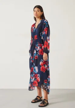hush Dresses|Clarette Chiffon Maxi Dress Blurred Floral Black