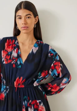 hush Dresses|Clarette Chiffon Maxi Dress Blurred Floral Black