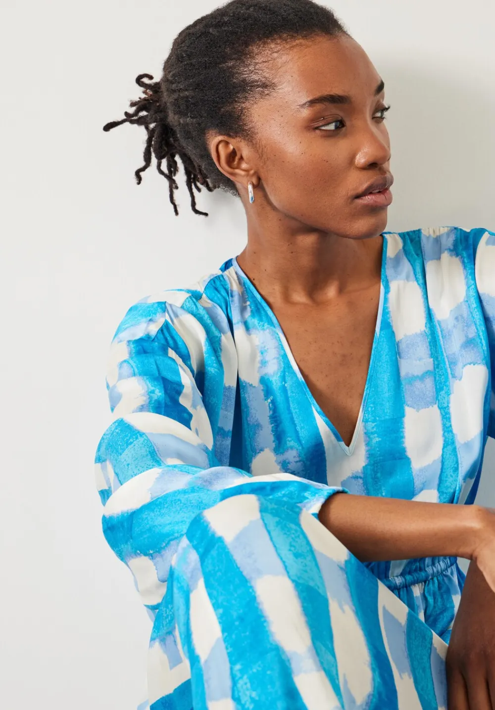 hush Dresses|Clarette Watercolour Check Maxi Dress Watercolour Gingham Blue