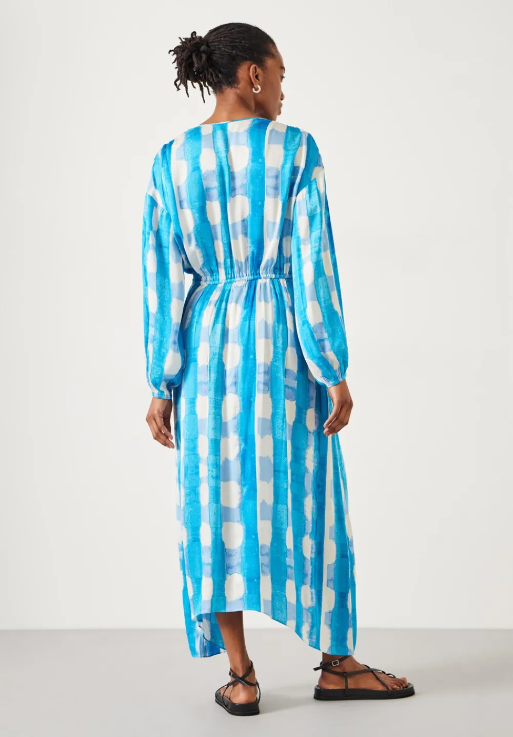hush Dresses|Clarette Watercolour Check Maxi Dress Watercolour Gingham Blue