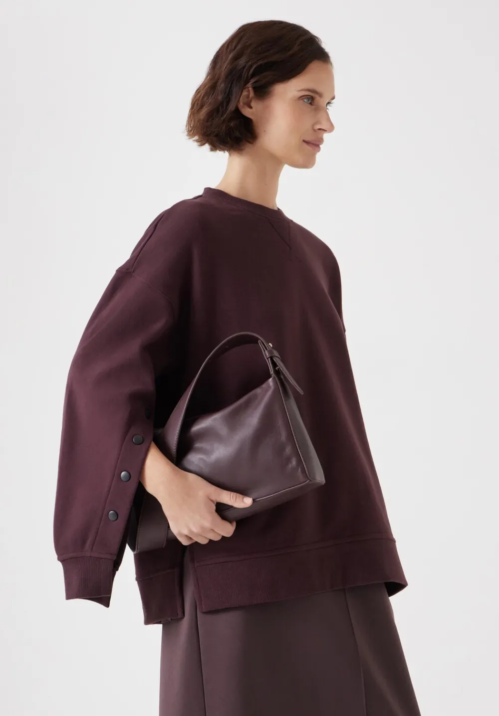 hush Bags|Cleo Minimal Leather Crossbody Bag Burgundy Red