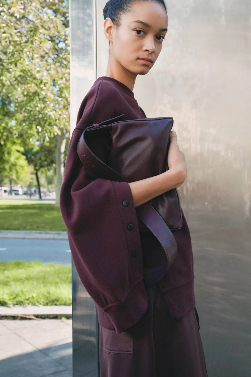 hush Bags|Cleo Minimal Leather Crossbody Bag Burgundy Red