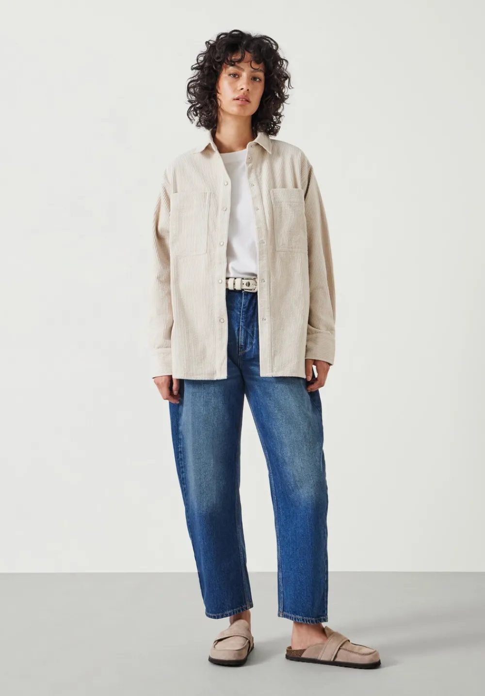 hush Shirts & Blouses|Cleo Oversized Cord Shirt Moonshine White