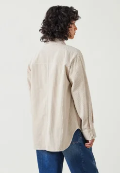 hush Shirts & Blouses|Cleo Oversized Cord Shirt Moonshine White