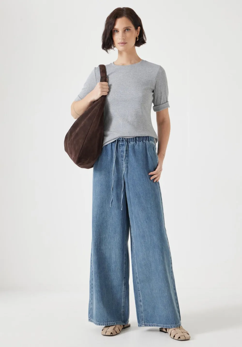 hush Jeans|Clio Wide Leg Jeans Green Blue denim