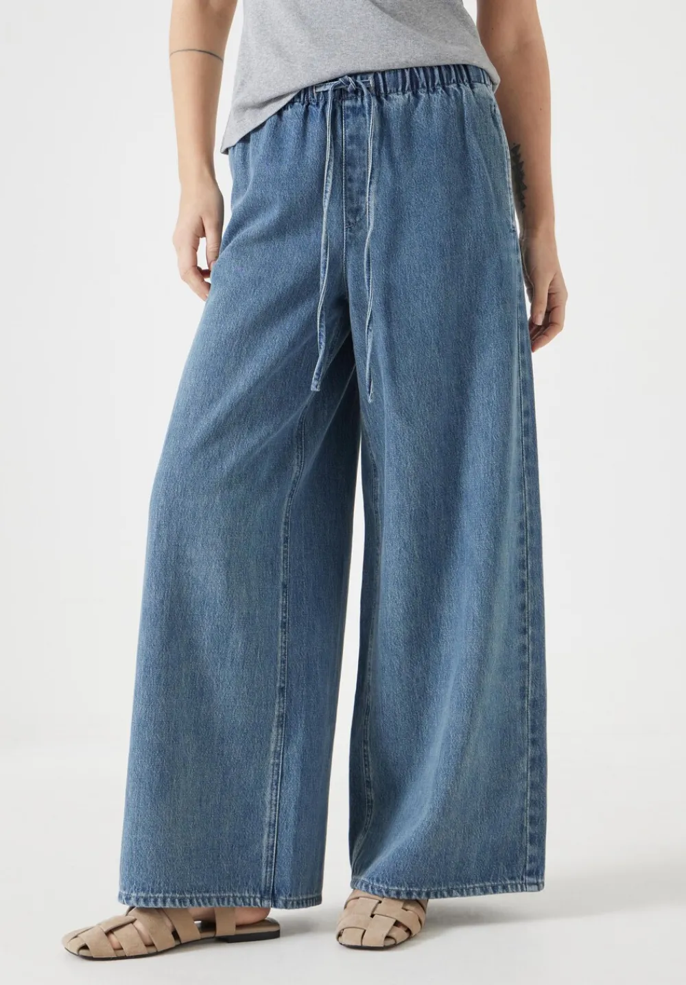 hush Jeans|Clio Wide Leg Jeans Green Blue denim
