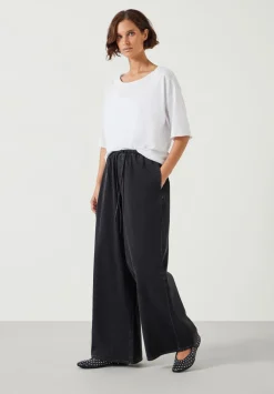 hush Jeans|Clio Wide Leg Tie Waist Jeans Washed Black