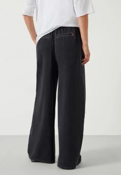 hush Jeans|Clio Wide Leg Tie Waist Jeans Washed Black