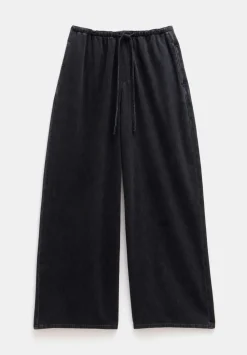 hush Jeans|Clio Wide Leg Tie Waist Jeans Washed Black