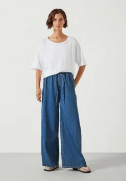 hush Jeans|Clio Wide Leg Tie Waist Jeans Mid Authentic Blue