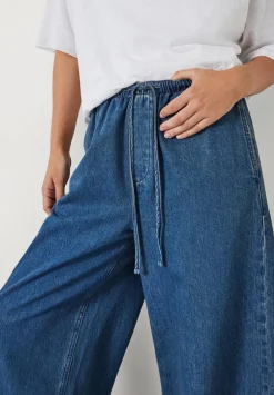 hush Jeans|Clio Wide Leg Tie Waist Jeans Mid Authentic Blue