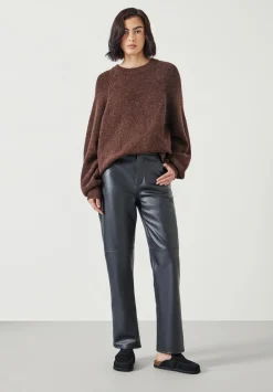 hush Trousers|Colette Leather Straight Leg Trouser Black