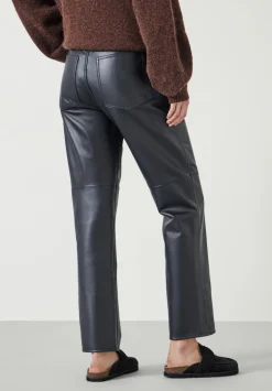 hush Trousers|Colette Leather Straight Leg Trouser Black