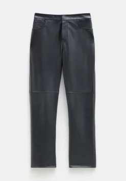 hush Trousers|Colette Leather Straight Leg Trouser Black