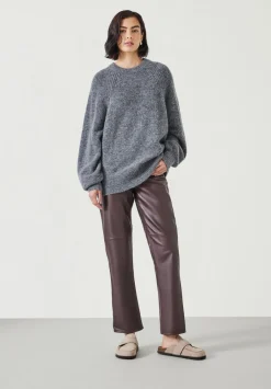 hush Trousers|Colette Leather Straight Leg Trouser Burgundy