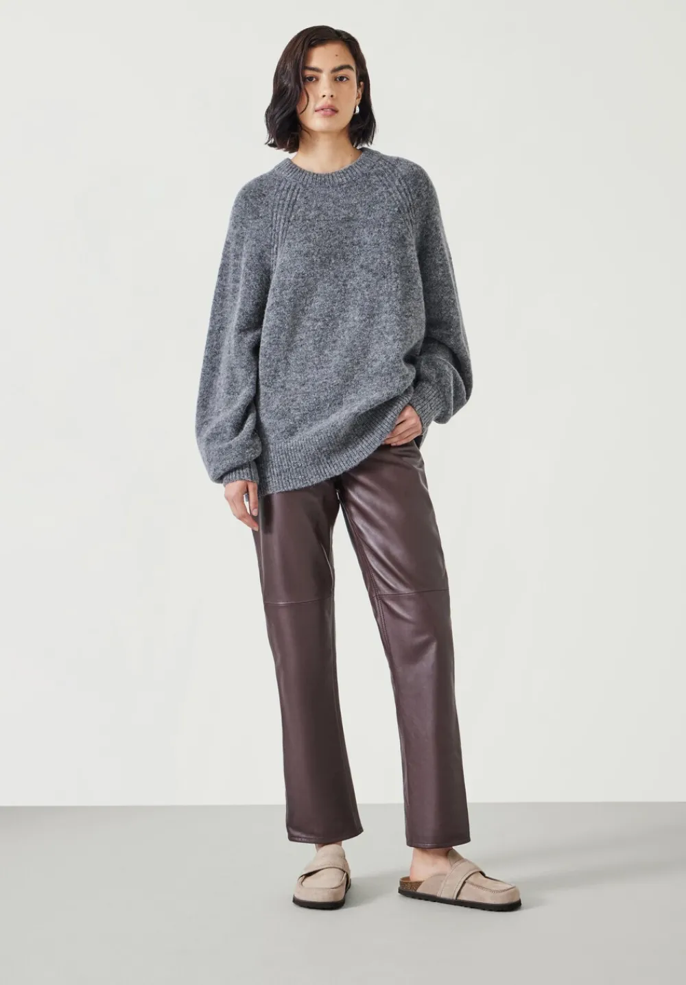 hush Trousers|Colette Leather Straight Leg Trouser Burgundy
