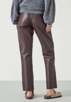 hush Trousers|Colette Leather Straight Leg Trouser Burgundy