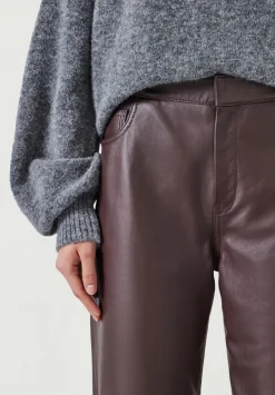 hush Trousers|Colette Leather Straight Leg Trouser Burgundy