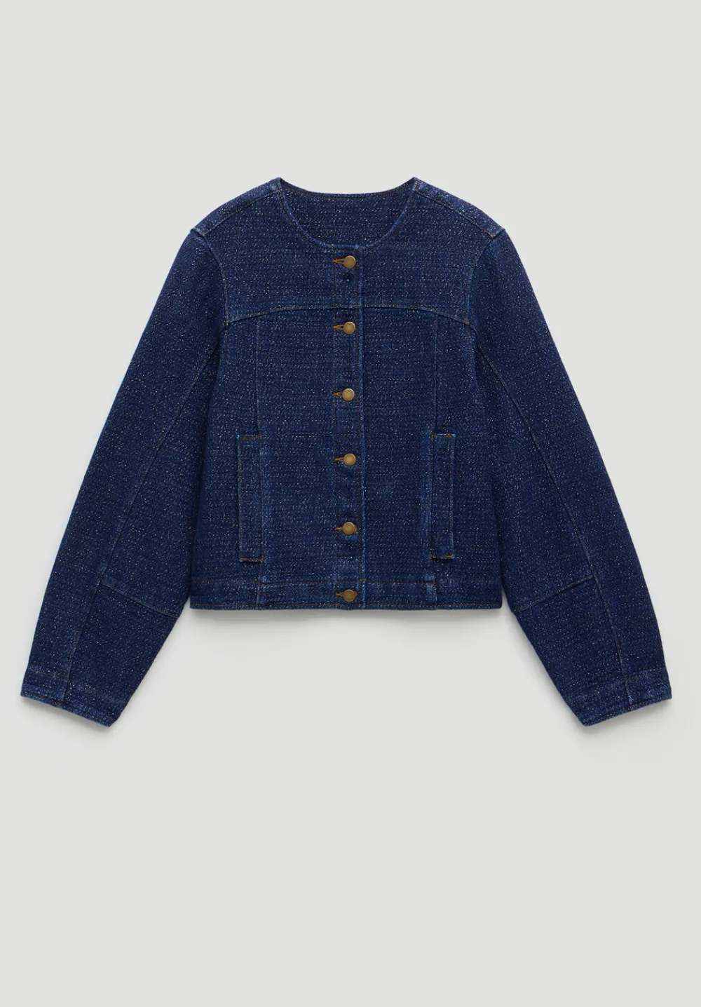 hush Jackets & Coats|Collarless Lurex Denim Jacket Indigo Gold
