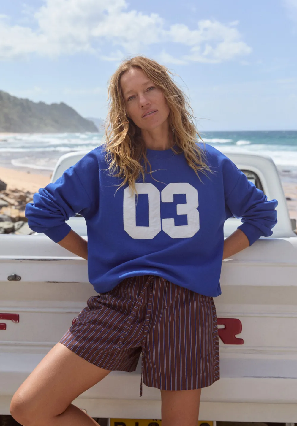 hush Sweatshirts & Hoodies|Collegiate 03 Graphic Sweatshirt Bright Blue