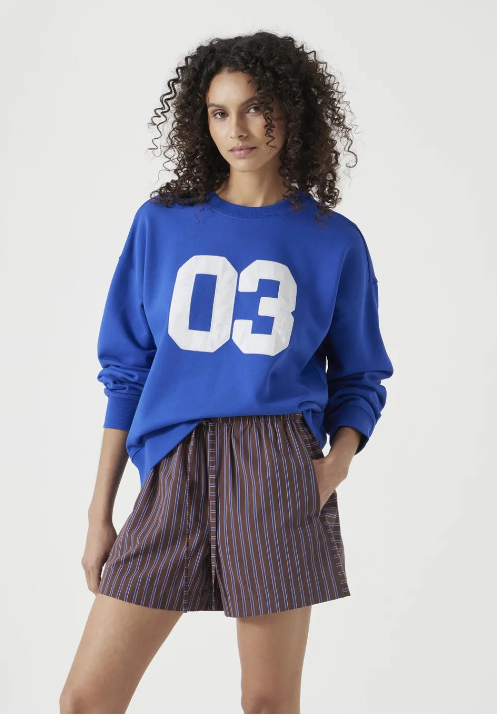 hush Sweatshirts & Hoodies|Collegiate 03 Graphic Sweatshirt Bright Blue