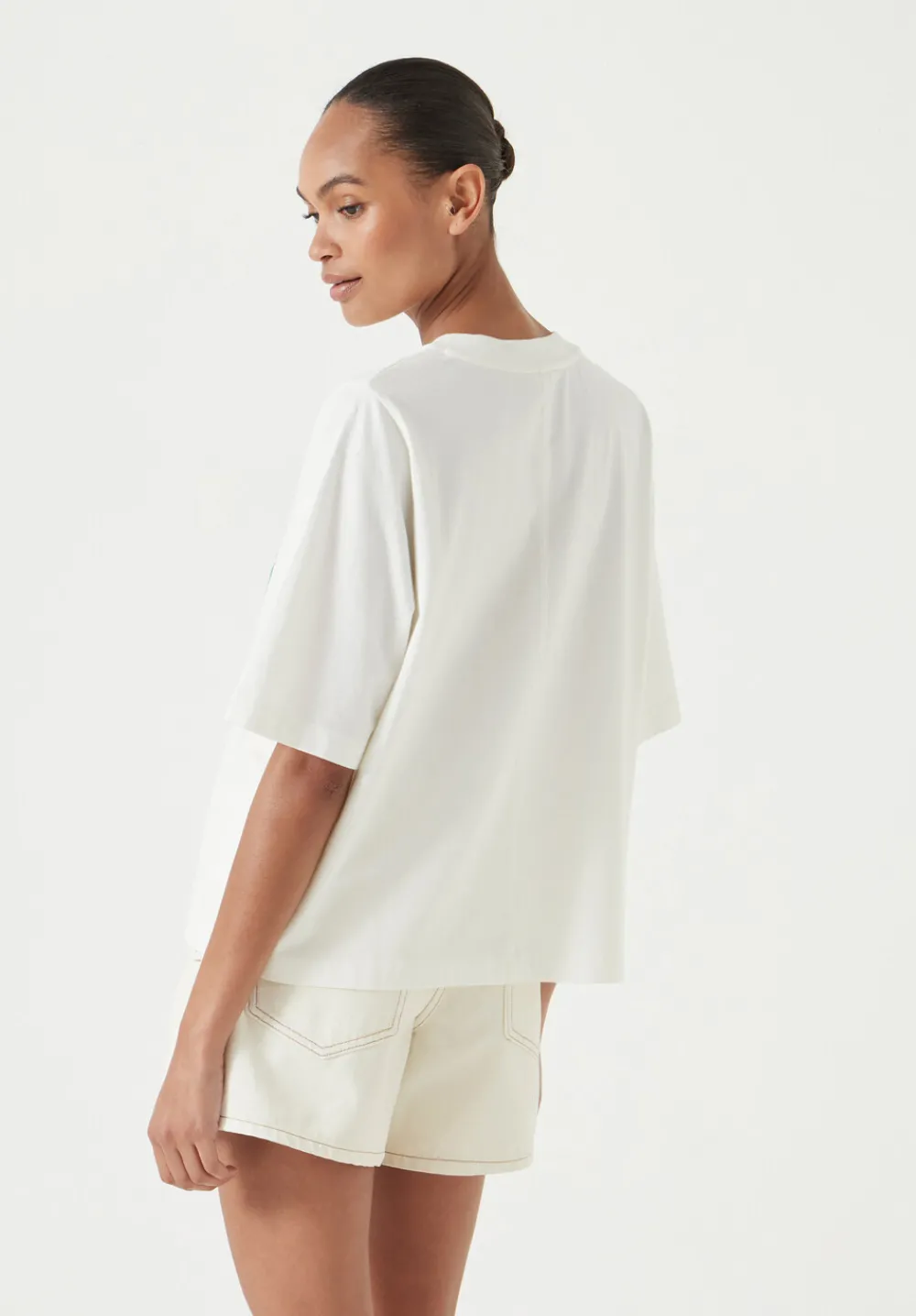 hush Tops & T-Shirts|Collegiate Graphic Cotton T-Shirt Off White