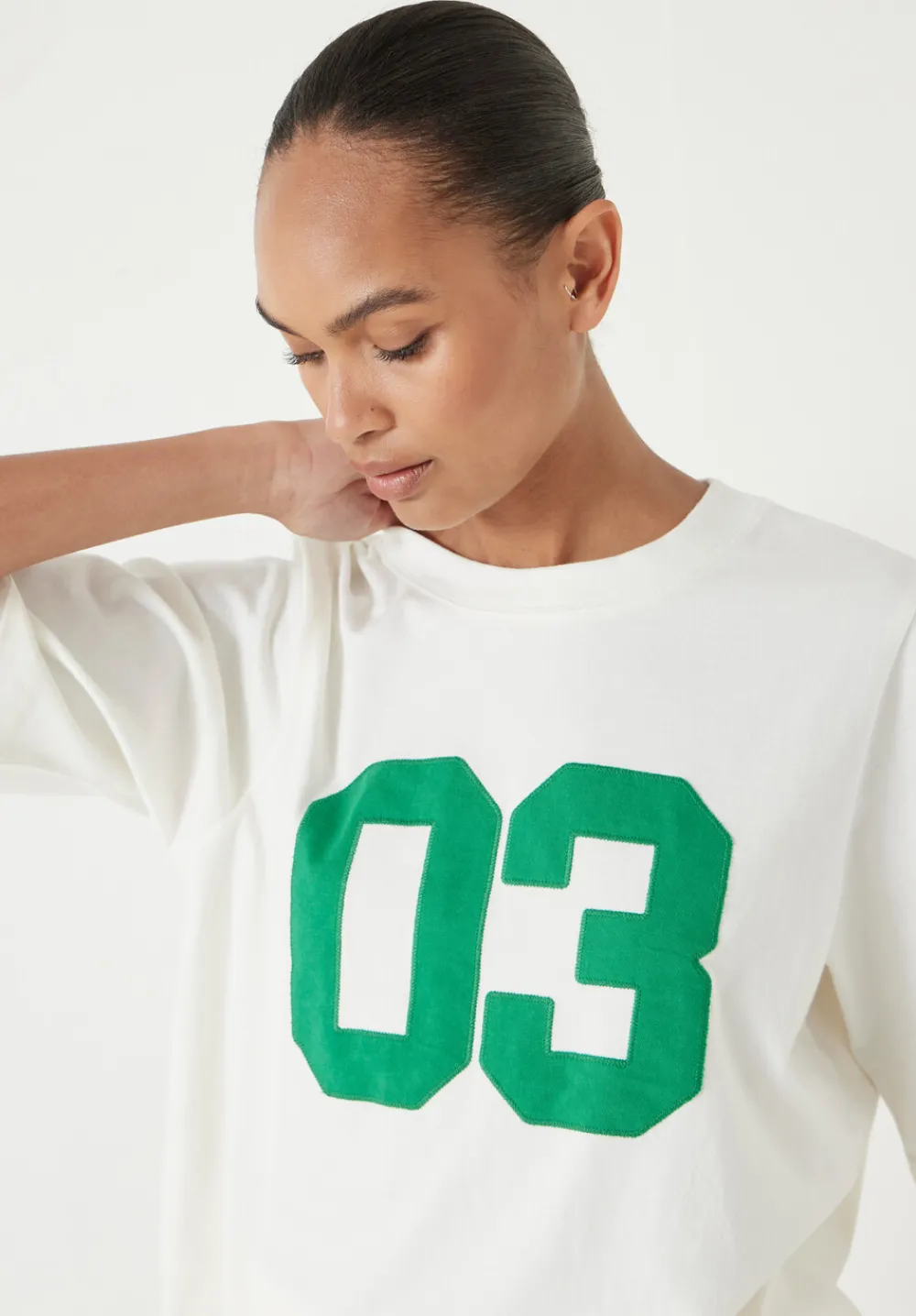 hush Tops & T-Shirts|Collegiate Graphic Cotton T-Shirt Off White