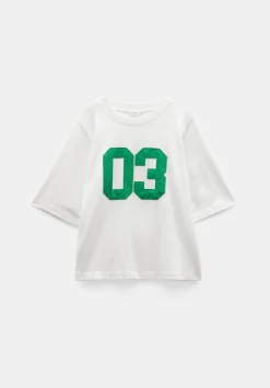 hush Tops & T-Shirts|Collegiate Graphic Cotton T-Shirt Off White
